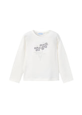Girls Cream Long Sleeve Top and Plaid Skirt
